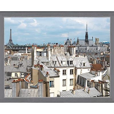 PLAGE Self Sticker Window Trompe L'Oeil Adhesive (Polystick) -Paris Roofs (60x75 cm), vinyl, kleurrijk, 75 x 0,1 x 60 cm