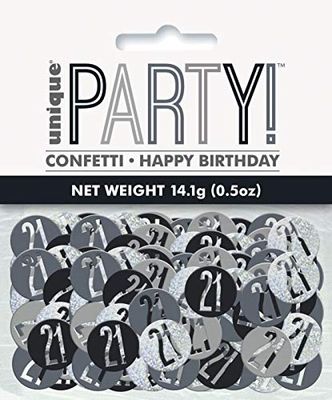 Unique Party 83825 Zwarte Prismatische 21e verjaardag Confetti, 5oz 1 Pack, leeftijd 21