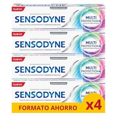 Sensodyne Multiprotezione sbiancante dentifricio per la cura quotidiana, protezione contro la sensibilità dentale, confezione da 4 x 75 ml