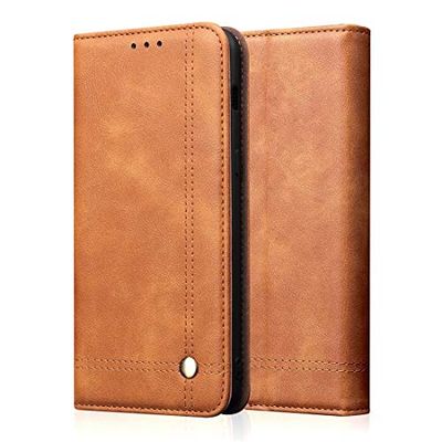 Carcasa de telefono Casual Style Retro Crazy Horse Texture Horizontal Flip Funda de Cuero for Galaxy M10, con Ranuras for Tarjetas y Soporte y Billetera (Negro) (Color : Khaki)