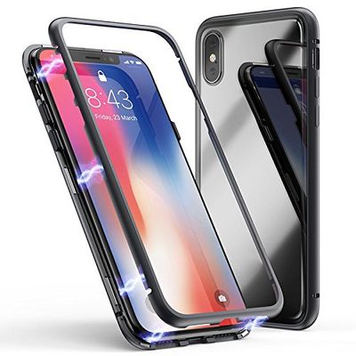 Cover Huawei P20, Forte Tecnologia di Adsorbimento Magnetico, Jonwelsy Ultra Sottile Custodia Posteriore in Vetro Temperato con Bumper in Metallo per Huawei P20