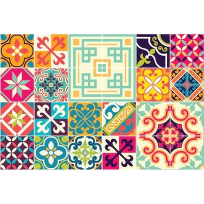Ambiance Azulejos Loren Azulejos - Adhesivo decorativo para pared (24 pegatinas de 20 x 20 cm)