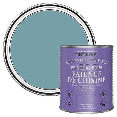 Rust-Oleum Peinture Bleue Résistante à l'eau pour Faïence de Cuisine, Finition Brillante - Océan 750ml