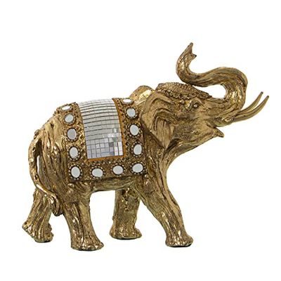 FIGURA RESINA ELEFANTE DORADO 22X10X19CM