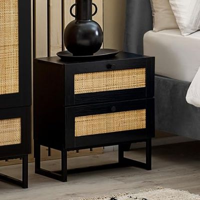 Julian Bowen Comodino Padstow a 2 cassetti, nero, in legno ingegnerizzato, taglia unica