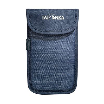 Funda para Tatonka Smartphone L - Dimensiones Interiores: 14 x 7 cm - Funda Protectora para teléfono móvil con Tapa de Velcro (Azul Marino)