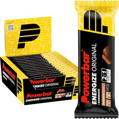 Powerbar Energize Original Chocolate 15x55g - Barre Énergétique à Haute Teneur en Carbone + C2MAX Magnésium et Sodium