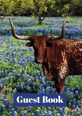 Guest Book: Texas Longhorn (Black And White Edition)