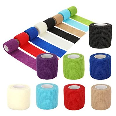 ASelected 8 rollen zelfklevend verband verpakt in kleur, sport elastisch ademend gecondenseerd verband verpakt in rolverband zelfklevend wikkelen elastisch verband