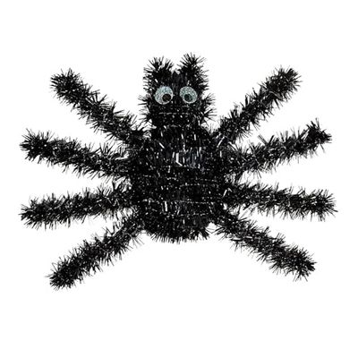 Widmann 51946 51946 zwarte spin van lametta, 36 x 22 cm, decoratie, wanddecoratie, Halloween, themafeest, meerkleurig, eenheidsmaat