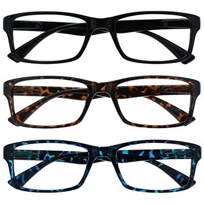 The Reading Glasses Company Pep Reading Glasses, Nero Marrone Blu, 3,50 Diottrie Unisex