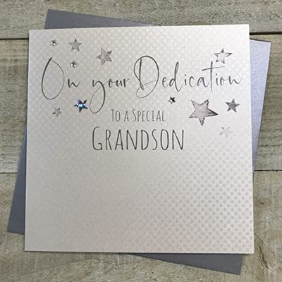 White Cotton Cards "de Votre Dévouement to a Special Grandson Carte de Dévouement Faite Main