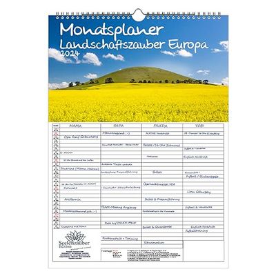 Landschaftszauber Europa Wandplaner Familienplaner 4 Spaltenplaner A3 Calendario para 2024 Paisajes y países europeos - Seelenzauber