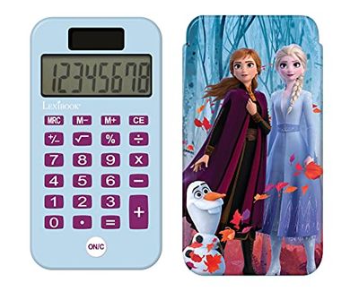 LEXIBOOK- Calculadora de Bolsillo Disney Frozen, Olaf, Funciones de clásicas y avanzadas, Cubierta Protectora rígida, con batería, Azul/púrpura, C45FZ