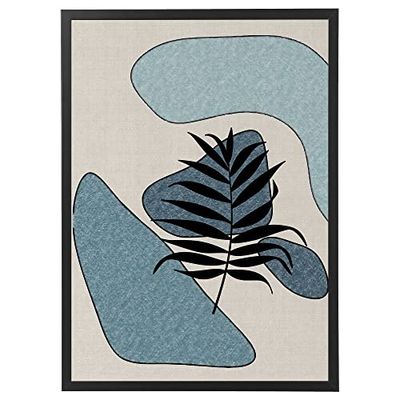 Arterby's® - Premium Poster Quadro Cornice Tela Canvas Dipinto Mood -Illustrazione Line Art e Foglie Minimal - Made in Italy - HD Tela con Cornice Semplice Nera 60x90 cm A0012 D0012