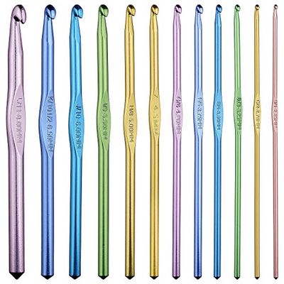 Set of 12 High Quality Aluminium Crochet Hooks Needles Yarn Weave Knit Craft Set Weaving Knitting Tool Hobby Sizes 2mm - 8mm