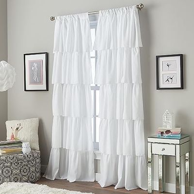 Curtainworks Flounced Gordijnpaneel, 95", Wit