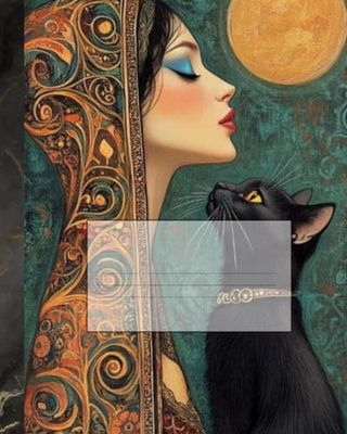 Composition Notebook: Subtitle: Black Cat and Woman Illustration | Journal For College, Students, School, Work, Office | Wide Lined