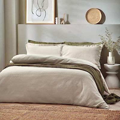 Yard Waffle Duvet Set - Super King - Linen