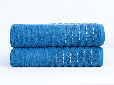 2-Pack Egyptian Cotton Bath Sheets - 650 GSM Luxury Large Bathroom Towels, Super Soft, Quick Dry & Highly Absorbent - Washable Bath Sheets for Spa, Gym & Home Use (90x140 cm) - Navy