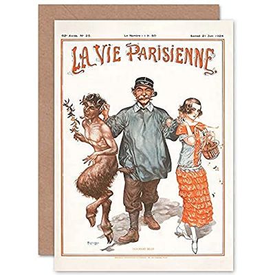 Artery8 La Vie Parisienne Punishing Faun Girl Magazine Cover Sealed Greeting Card Plus Envelope Blank inside