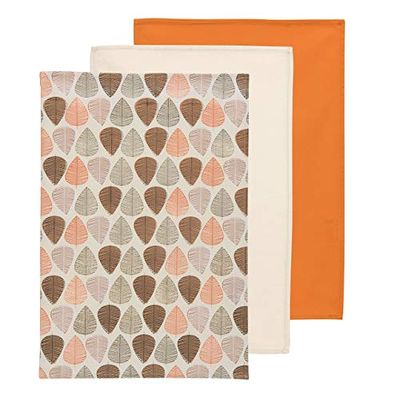 Premier Housewares Leaf Tea Handdoeken, Set van 3, Oranje