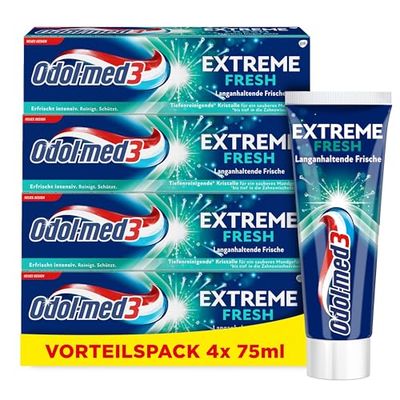 Odol-med3 Extreme Clean Dentifrice frais longue durée 4 x 75 ml