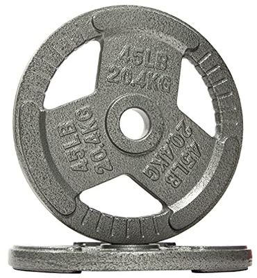 BalanceFrom Olympic - Placa de peso de hierro fundido de 2 pulgadas para entrenamiento de fuerza y levantamiento de pesas, 45 libras, par