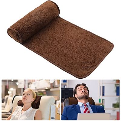 Weysat - Cuscino per sedia reclinabile, supporto a cilindro per collo e testa, in pile antiscivolo, regolabile, per divano, viaggi, casa e ufficio (marrone)