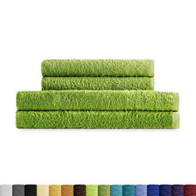 Eiffel Textile Juegos de Toallas Calidad Rizo 400 gr, Algodón Egipcio 100%, Hoja, 2 Lavabo 2 Sabana, 4