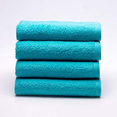 Sancarlos - Lot de 4 Serviettes de Toilette Ocean de Lavabo, Couleur Turquoise, 100% Coton, 550 g/m²