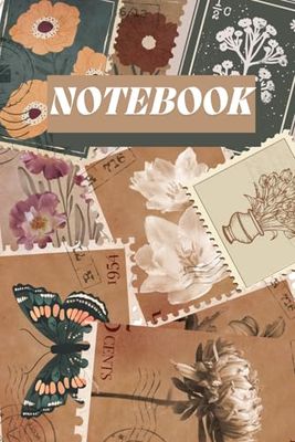 Floral Vintage Notebook: Floral vintage Postage Stamp with flower, 120 pages 6x9