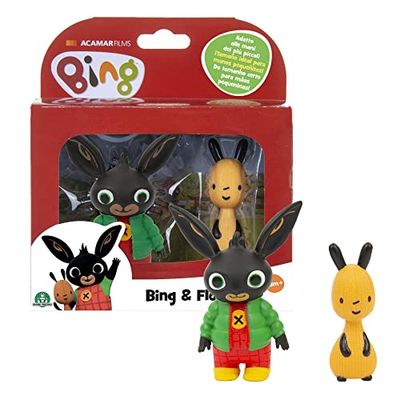Giochi Preziosi Bing - Paire de Mini Personnages Bing saluant et Flop Souriant - Convient aux Mains des Tout-Petits - pour Les Enfants à partir de 18 Mois - BNG10Z01