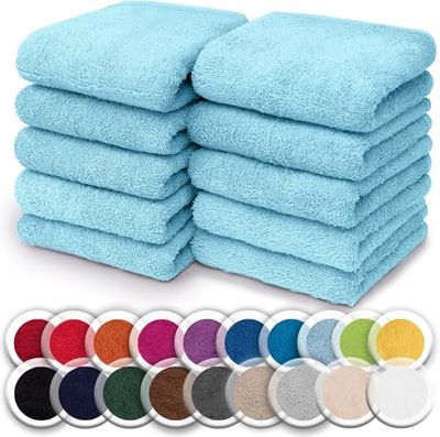 NatureMark Paquete de 10 paños de Lavado de 100% algodón, paños de Tejido de Rizo de 30 x 30 cm, Toallas pequeñas en Paquete de 10 Unidades. Color: Azul Claro