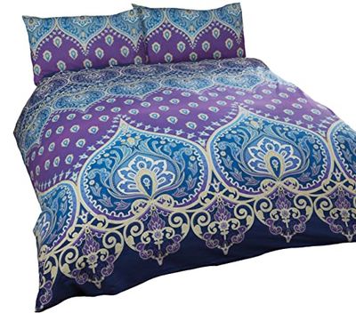 Rapport ASHA Mulher indiana design, capa de edredão e 2 fronha de almofada roupa de cama conjunto de cama, azul/roxo