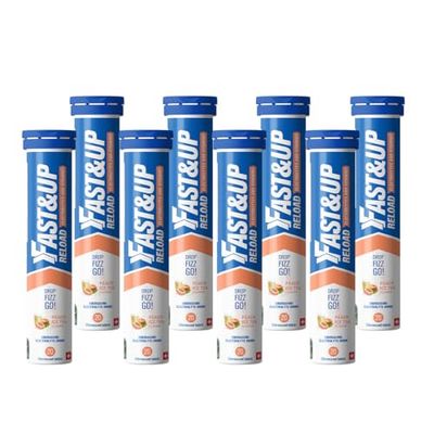 Fast&Up Reload Megapack – 160 Effervescent Tablets – Peach Ice Tea – Instant Electrolytes for Rapid Hydration & Energy - Added Vitamin C & B12 for Performance, Wellbeing, Travel & Recovery – Vegan