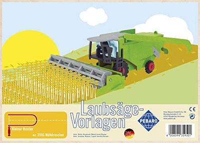 Pebaro Bladerzaagsjabloon van multiplex motief maaidorsers, hout, DIN A4