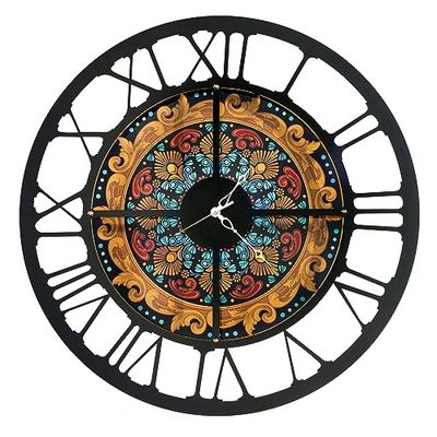 Arti & Mestieri Maolica Horloge Murale Design 100% fabriquée en Italie – en Fer, diamètre 60 cm (Nuit et Noir)