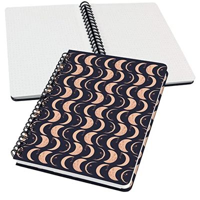 SIGEL JN624 Jolie Libreta de espiral, Moonlight Melody, cuadriculado con puntos (impresión Dot), 100 g/m², 16,2 x 21,5 cm, tapa dura, 120 páginas, negro, beige, albaricoque