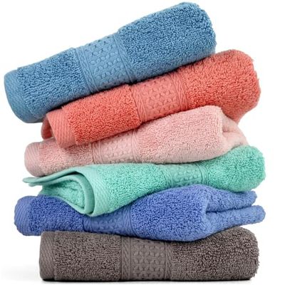Cleanbear - Set di asciugamani da bagno in 100% cotone 29" x 13" Verde mare, rosa chiaro, marrone, grigio blu, ruggine, lavanda.