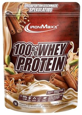 IronMaxx 100% Whey Protein 500g - Spéculoos - Leckerer High Protein Shake, 37g Protéine par portion, boisson énergisante pour entraînement intensif, avec BCAA et EAA