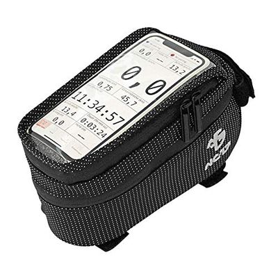 NC-17 Connect - Funda Universal para Tubo Superior de Bicicleta y Smartphone (Cierre de Velcro, Compartimento de Almacenamiento y Salida de Cable), Color Negro, tamaño 17.5 x 8.5 x 10 cm