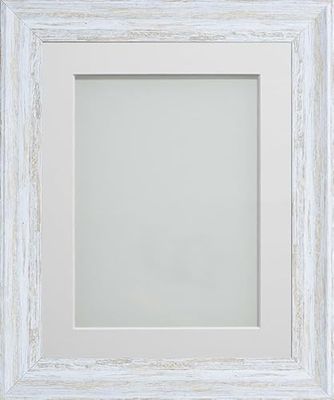 Frame Company Lynton Rustic White Photo Frame with Off-White Mount, 12x12 for 10x10 inch, fitted with perspex