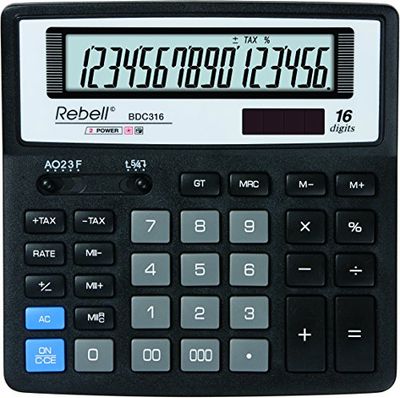 Re-Calcolatrice bdc316 bdc316 ribelle, 16 Display a angewinkeltem LCD a, Nero