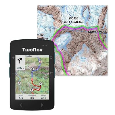 TwoNav Roc + Frankrijk IGN Topo kaart compleet met 2,7 inch display voor mountainbike, fiets, gravel of bikepacking met kaarten inbegrepen. Kleur turquoise