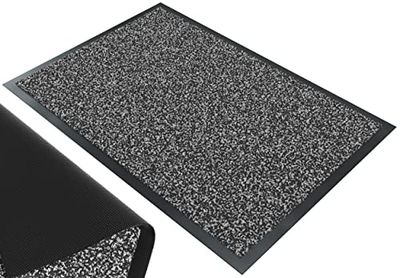 VOUNOT Door Mats for Outdoor or Indoor, Dirt trapper, Non Slip Barrier Mat Washable Welcome Doormat Entrance Rug, Grey-Black, 60x90cm