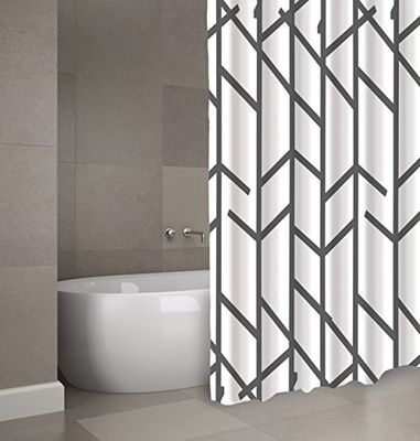 MSV Shower curtain Premium 180x200cm Tree anthracite-white