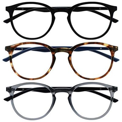 OPULIZE Met Occhiali da Lettura, Nero/Marrone Blu Scuro/Grigio Nero, +1,50 Diottrie Unisex
