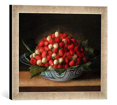 kunst für alle 'Immagine incorniciata di Sebastian Testa Stoss Ciotola Fragola, Stampata in Cornice, 40 x 30 cm, Argento, Raya Immagini Fatti a Mano di Alta qualità