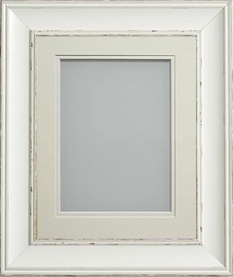 Frame Company Brooke Antique White Photo Frame, Double Ivory Mount, 8x6 for 6x4 inch, fitted with perspex